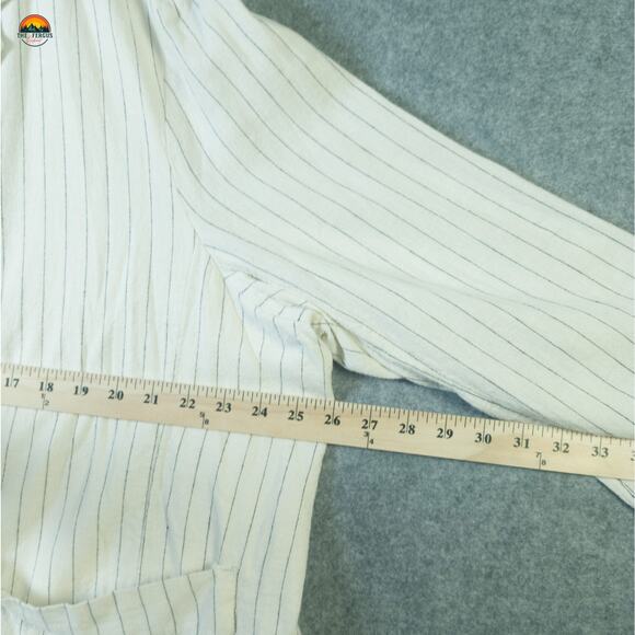 A New Day Linen Suit Jacket Blazer Cream Pinstripe Long Sleeve Lagen Women's 2XL - Picture 5 of 8